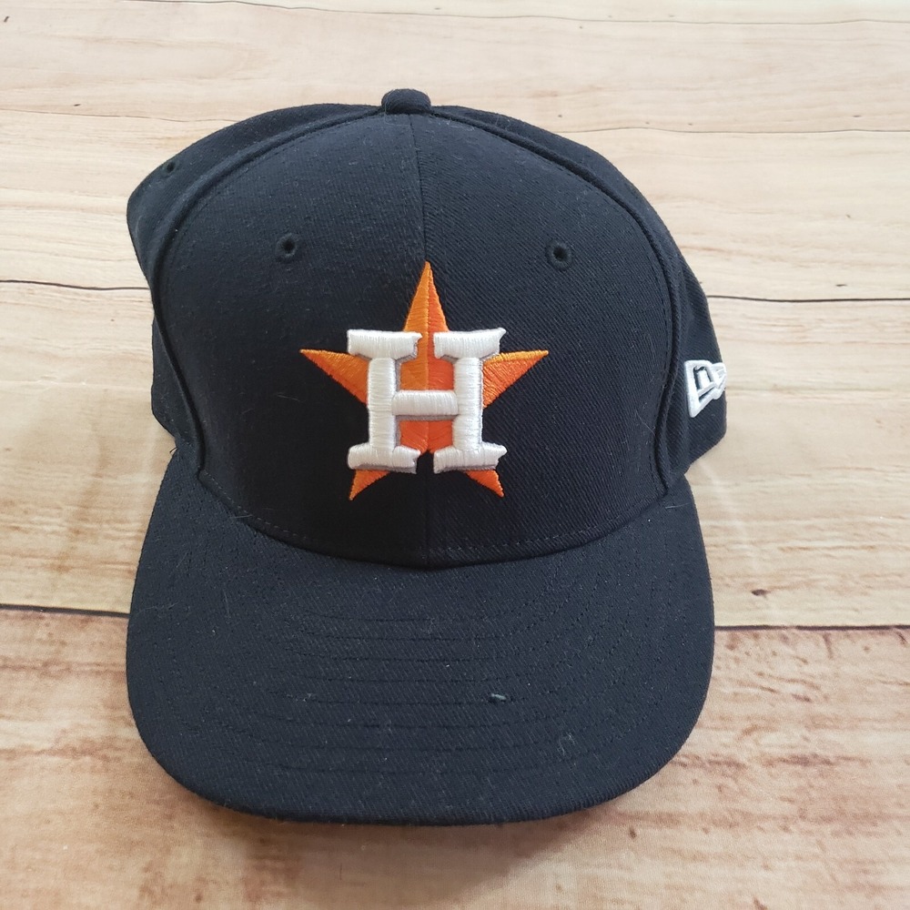 Houston Astros Hat Cap Mens Fitted 7 1/4 Black Orange Baseball New Era Adult